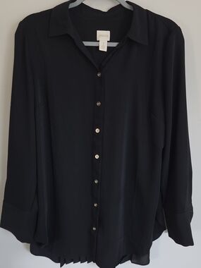 Chico's Black Button-Front Long-Sleeve Shirt